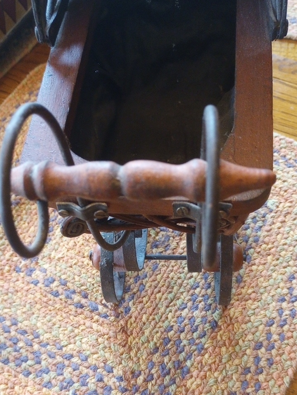 Rustic Brown Metal Decorative Baby Carriage - Picture 6 of 7